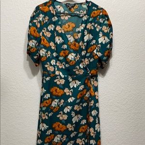 Green and orange floral dress